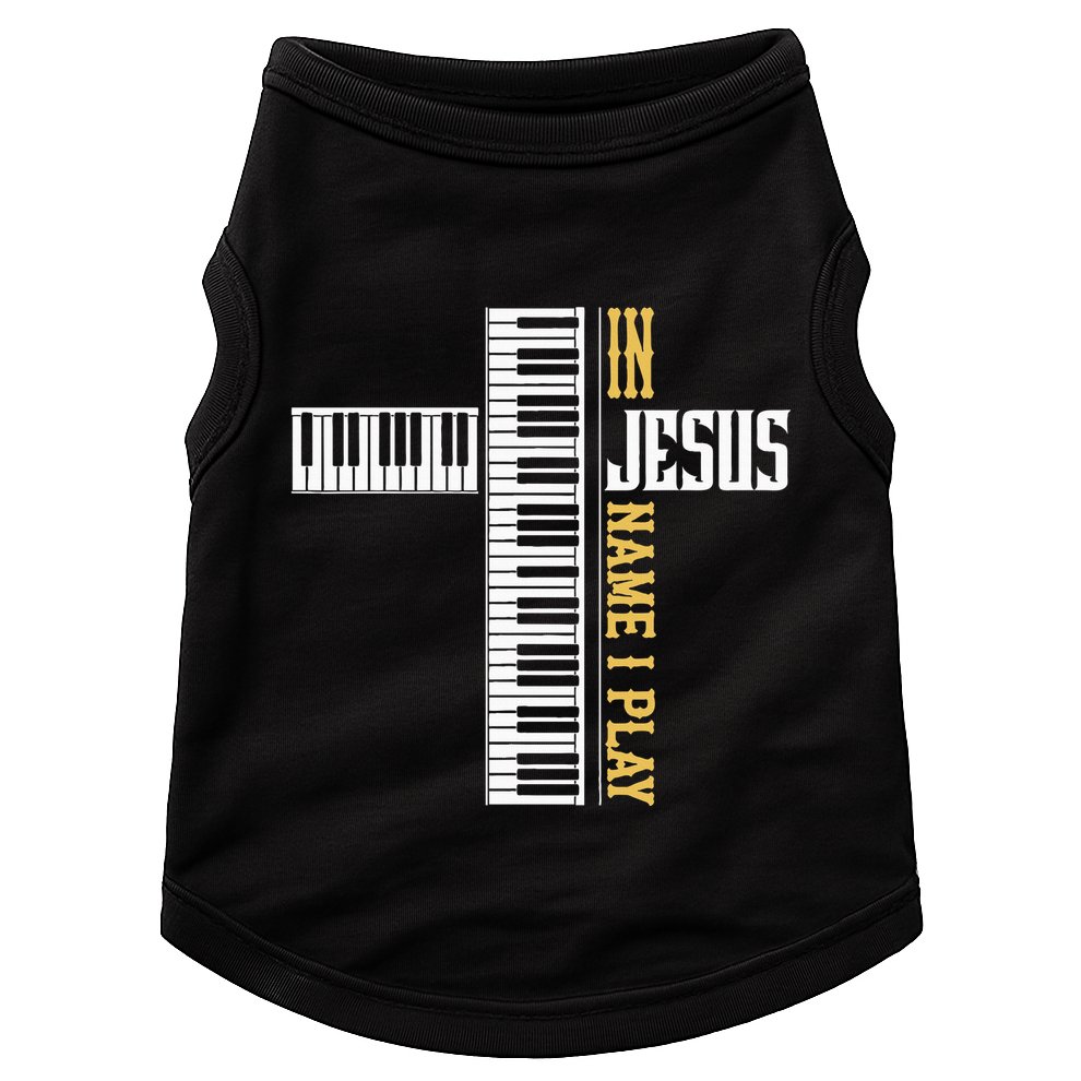 In Jesus Name I Play Christian Pianist Piano Lover Doggie Tank