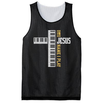 In Jesus Name I Play Christian Pianist Piano Lover Mesh Reversible Basketball Jersey Tank