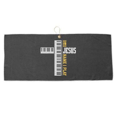 In Jesus Name I Play Christian Pianist Piano Lover Large Microfiber Waffle Golf Towel