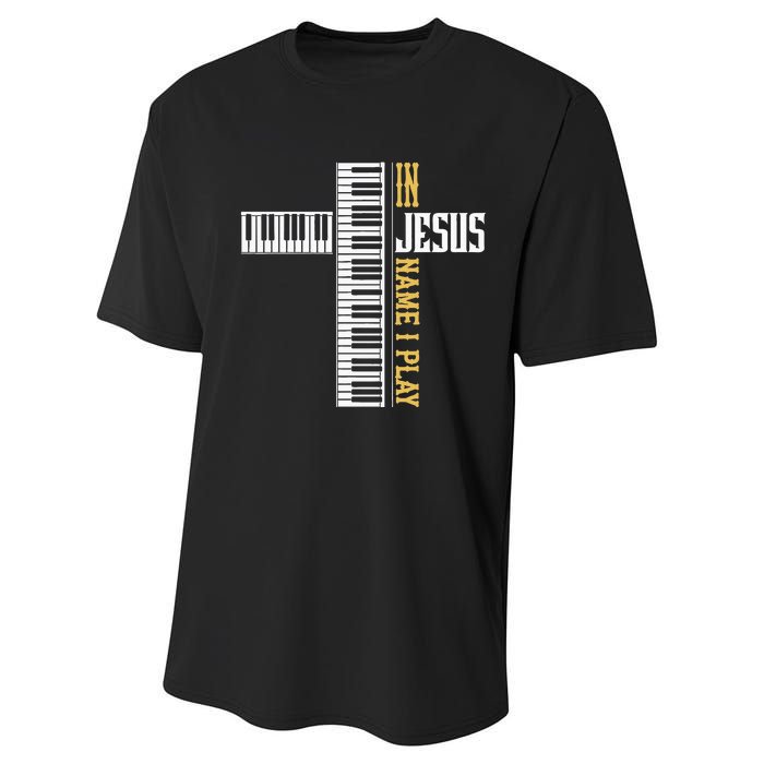 In Jesus Name I Play Christian Pianist Piano Lover Performance Sprint T-Shirt