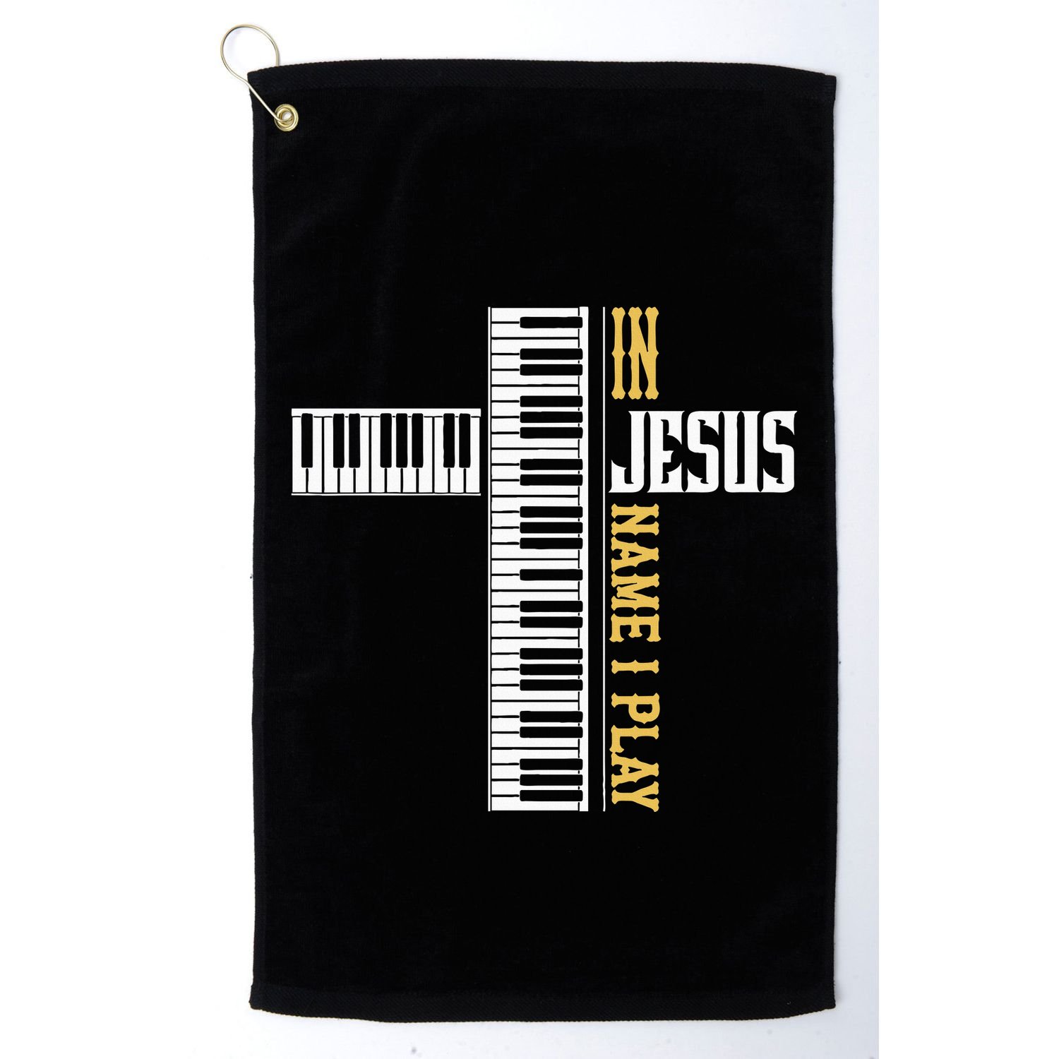 In Jesus Name I Play Christian Pianist Piano Lover Golf Towel