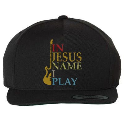 In Jesus Name I Play Guitar Christian Guitar Player Wool Snapback Cap