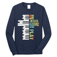 In Jesus Name I Play Piano Christian Music Vintage Long Sleeve Shirt