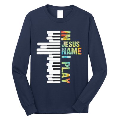 In Jesus Name I Play Piano Christian Music Vintage Long Sleeve Shirt