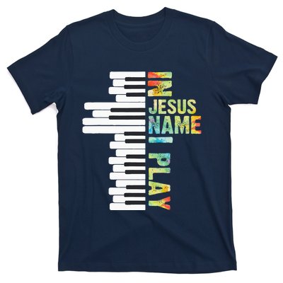 In Jesus Name I Play Piano Christian Music Vintage T-Shirt