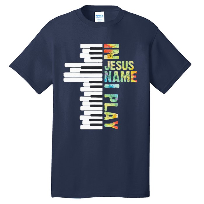 In Jesus Name I Play Piano Christian Music Vintage Tall T-Shirt