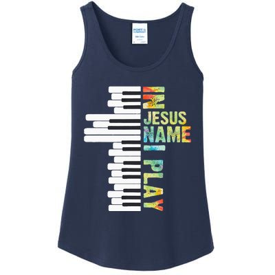 In Jesus Name I Play Piano Christian Music Vintage Ladies Essential Tank