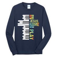 In Jesus Name I Play Piano Christian Music Vintage Tall Long Sleeve T-Shirt