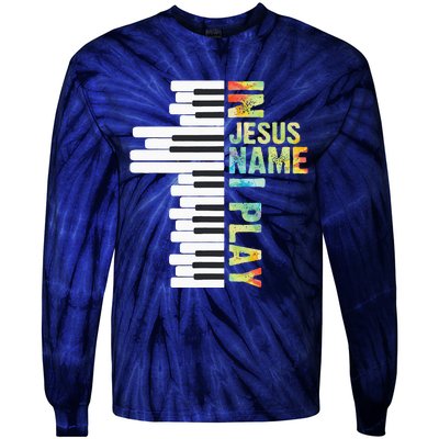 In Jesus Name I Play Piano Christian Music Vintage Tie-Dye Long Sleeve Shirt