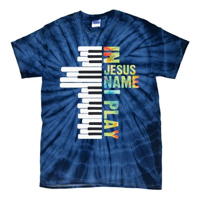 In Jesus Name I Play Piano Christian Music Vintage Tie-Dye T-Shirt