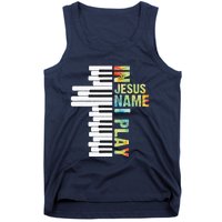 In Jesus Name I Play Piano Christian Music Vintage Tank Top