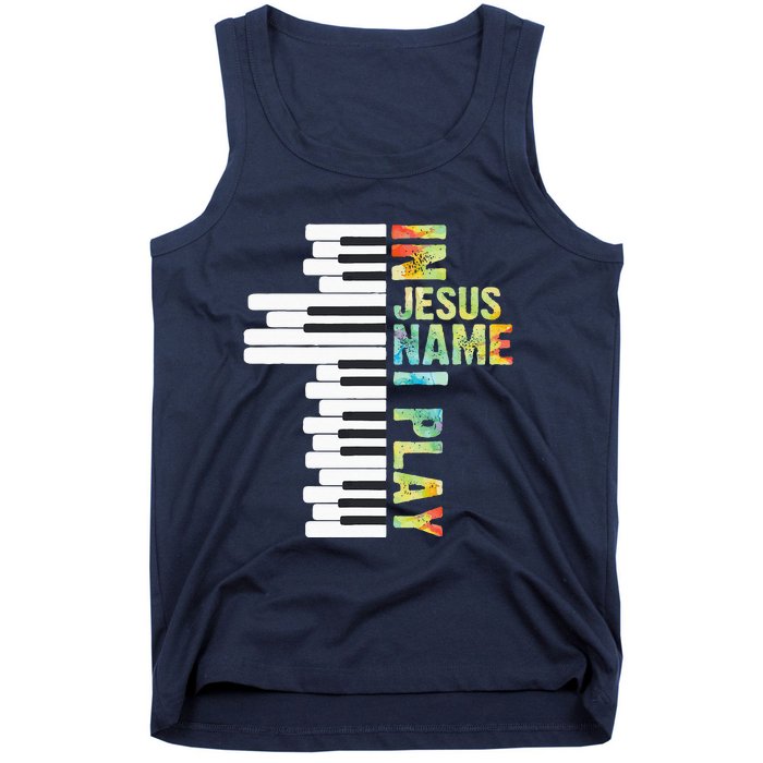 In Jesus Name I Play Piano Christian Music Vintage Tank Top