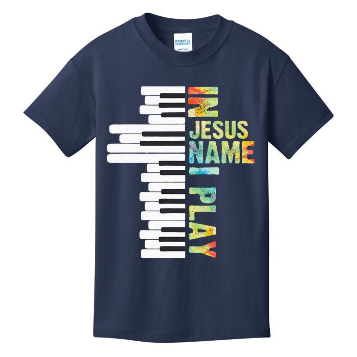 In Jesus Name I Play Piano Christian Music Vintage Kids T-Shirt