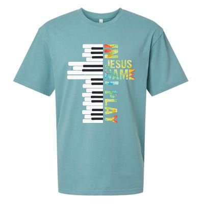 In Jesus Name I Play Piano Christian Music Vintage Sueded Cloud Jersey T-Shirt