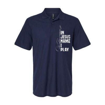 In Jesus Name I Play Guitar Christian Guitar Player Softstyle Adult Sport Polo