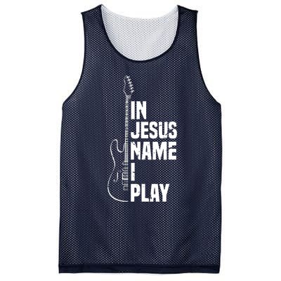 In Jesus Name I Play Guitar Christian Guitar Player Mesh Reversible Basketball Jersey Tank