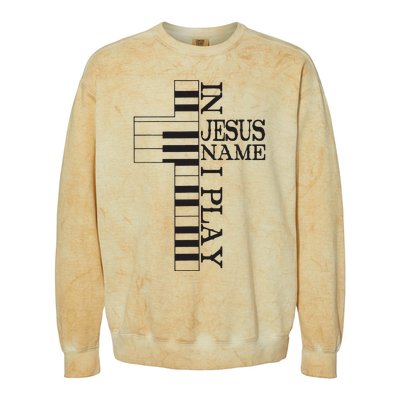 In Jesus Name I Play Christian Pianist Piano Lover Colorblast Crewneck Sweatshirt