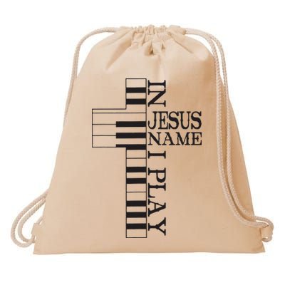 In Jesus Name I Play Christian Pianist Piano Lover Drawstring Bag