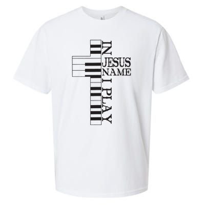 In Jesus Name I Play Christian Pianist Piano Lover Sueded Cloud Jersey T-Shirt