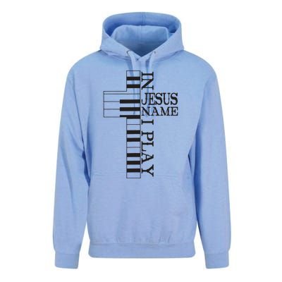 In Jesus Name I Play Christian Pianist Piano Lover Unisex Surf Hoodie