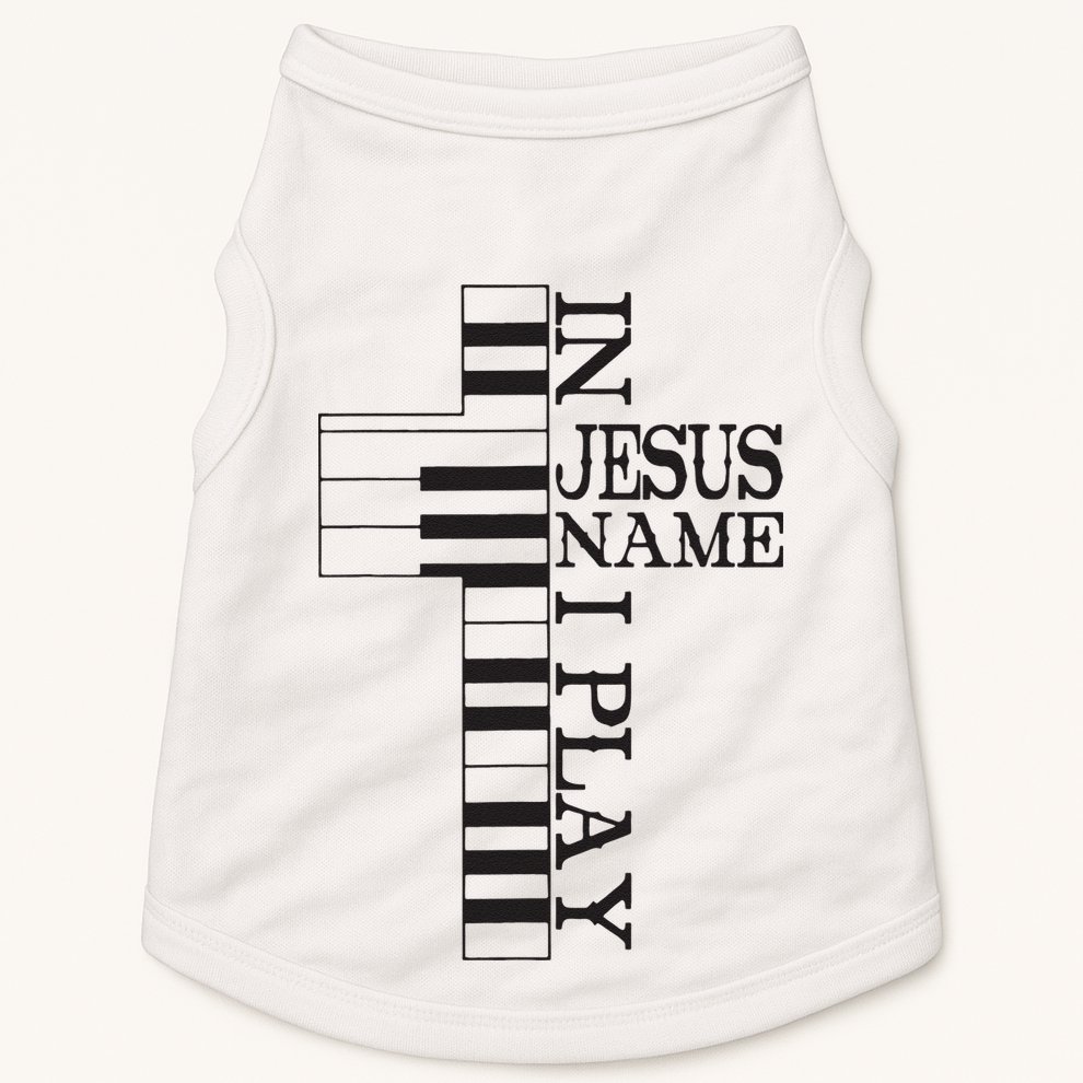 In Jesus Name I Play Christian Pianist Piano Lover Doggie Tank