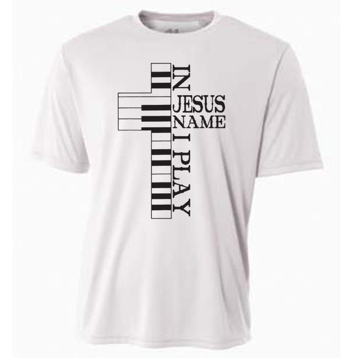 In Jesus Name I Play Christian Pianist Piano Lover Cooling Performance Crew T-Shirt