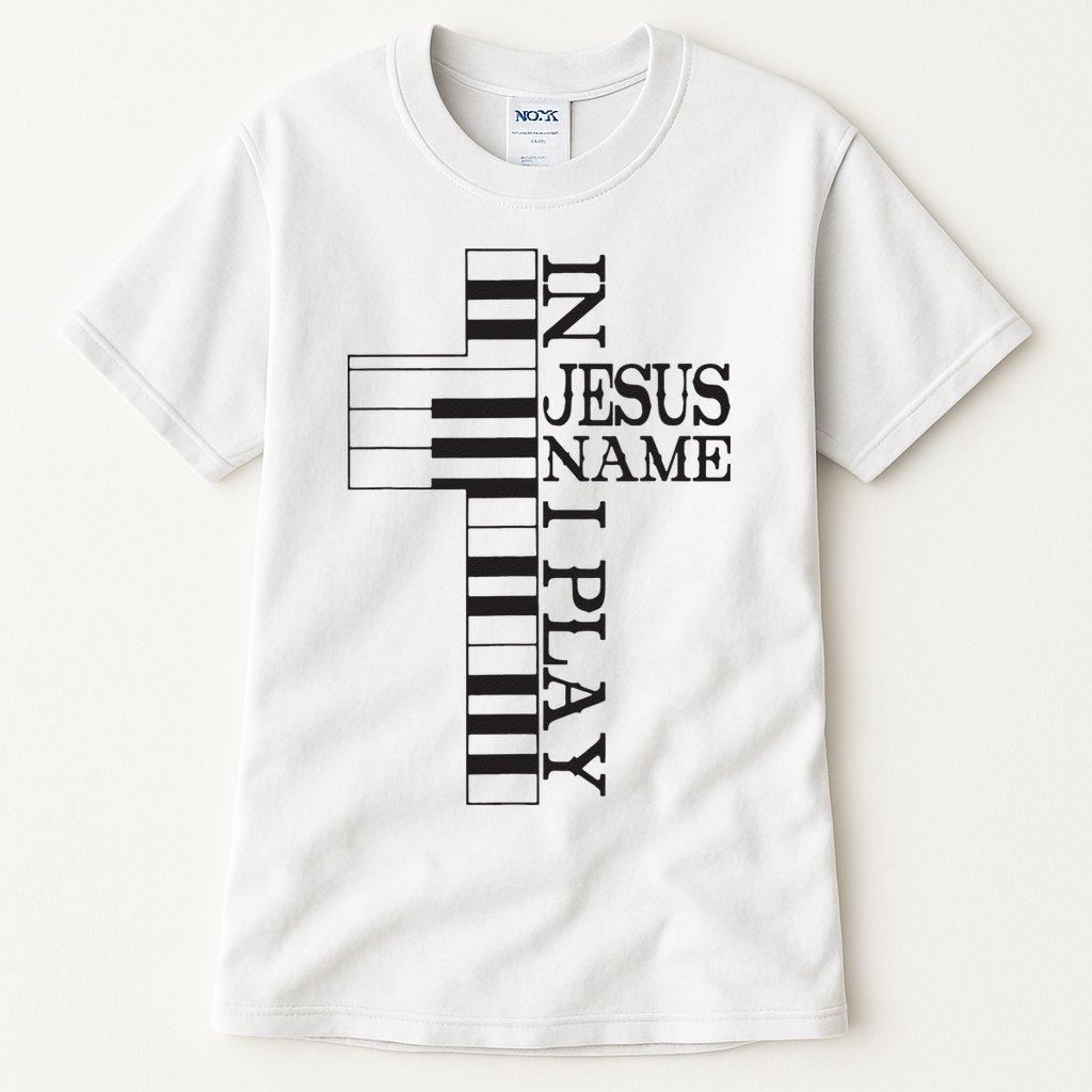 In Jesus Name I Play Christian Pianist Piano Lover Tall T-Shirt