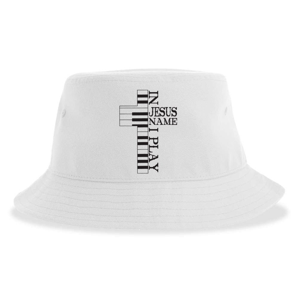 In Jesus Name I Play Christian Pianist Piano Lover Sustainable Bucket Hat