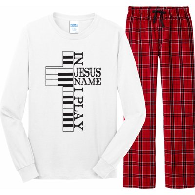 In Jesus Name I Play Christian Pianist Piano Lover Long Sleeve Pajama Set