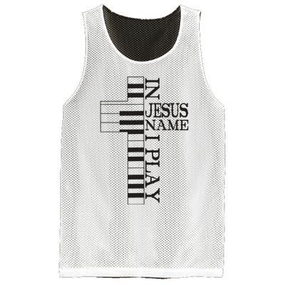 In Jesus Name I Play Christian Pianist Piano Lover Mesh Reversible Basketball Jersey Tank