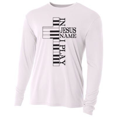 In Jesus Name I Play Christian Pianist Piano Lover Cooling Performance Long Sleeve Crew