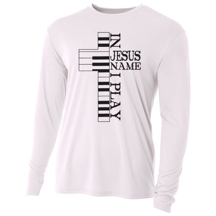 In Jesus Name I Play Christian Pianist Piano Lover Cooling Performance Long Sleeve Crew