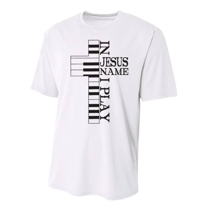 In Jesus Name I Play Christian Pianist Piano Lover Performance Sprint T-Shirt