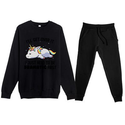 I Just Need To Be Dramatic Lazy Unicorn Premium Crewneck Sweatsuit Set