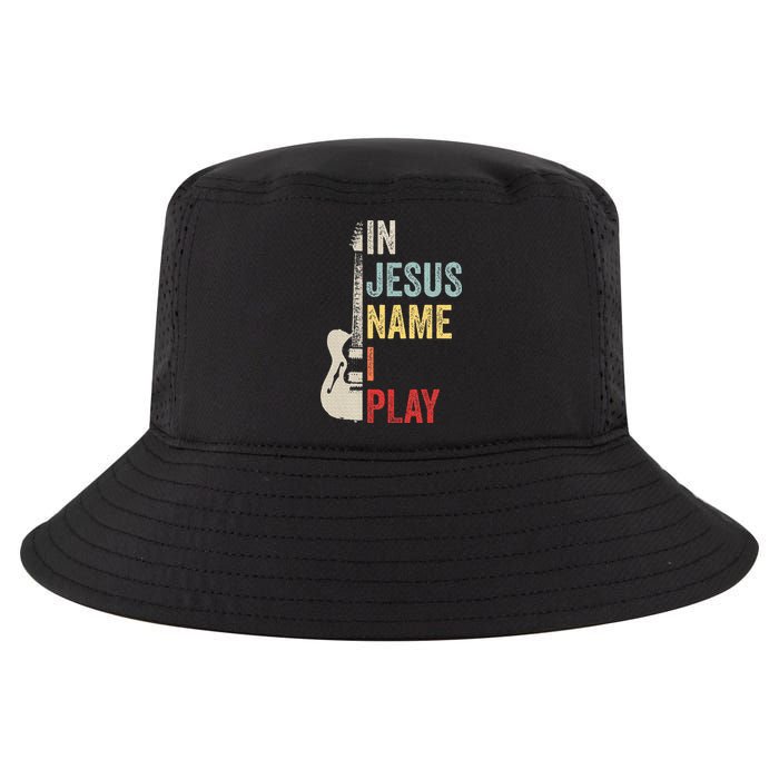 In Jesus Name I Play Guitar Christian Band Guitar Cool Comfort Performance Bucket Hat