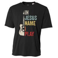 In Jesus Name I Play Guitar Christian Band Guitar Cooling Performance Crew T-Shirt