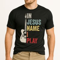 In Jesus Name I Play Guitar Christian Band Guitar Cooling Performance Crew T-Shirt