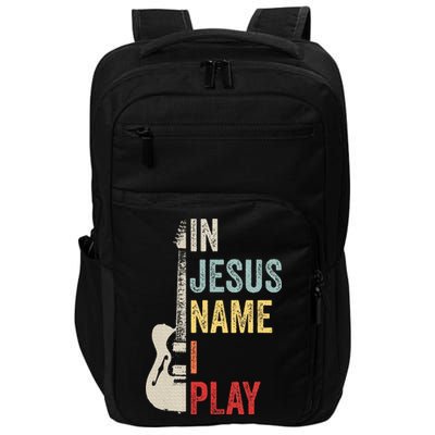 In Jesus Name I Play Guitar Christian Band Guitar Impact Tech Backpack