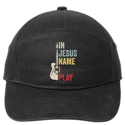 In Jesus Name I Play Guitar Christian Band Guitar 7-Panel Snapback Hat