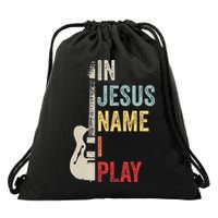 In Jesus Name I Play Guitar Christian Band Guitar Drawstring Bag