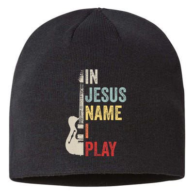 In Jesus Name I Play Guitar Christian Band Guitar Sustainable Beanie
