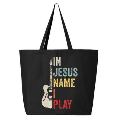 In Jesus Name I Play Guitar Christian Band Guitar 25L Jumbo Tote