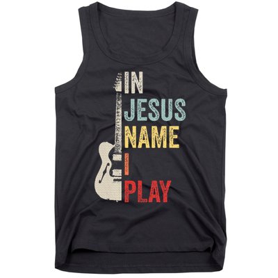 In Jesus Name I Play Guitar Christian Band Guitar Tank Top