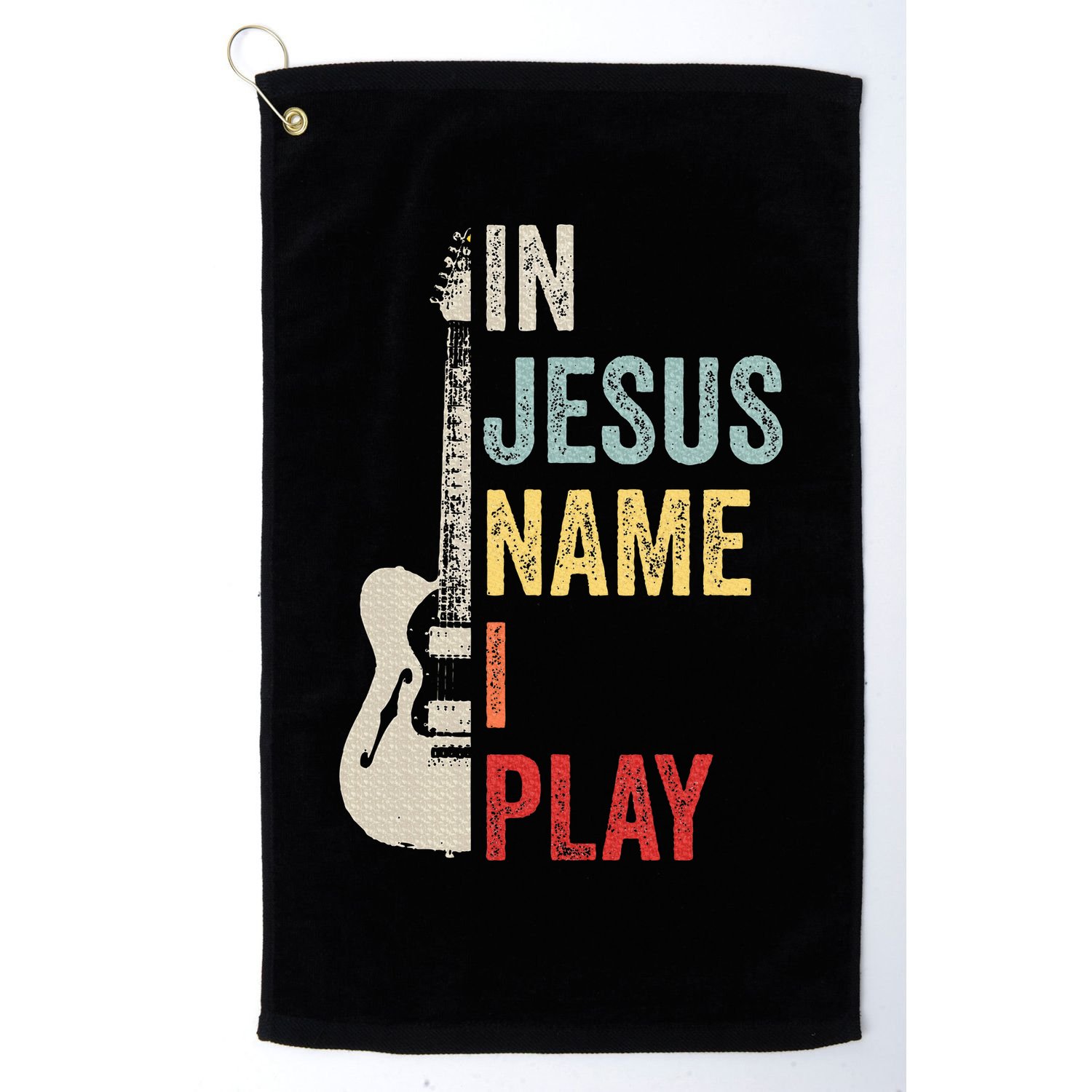 In Jesus Name I Play Guitar Christian Band Guitar Golf Towel