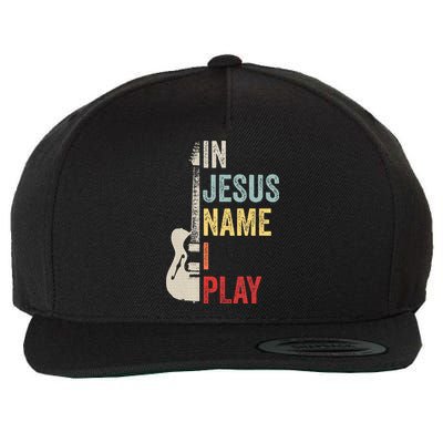 In Jesus Name I Play Guitar Christian Band Guitar Wool Snapback Cap