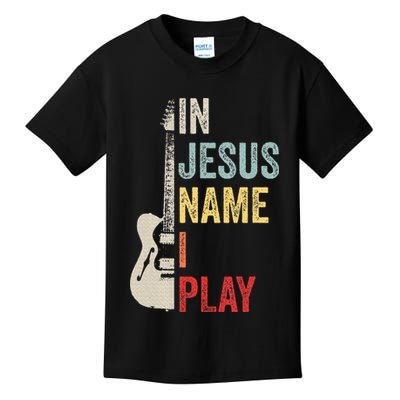 In Jesus Name I Play Guitar Christian Band Guitar Kids T-Shirt