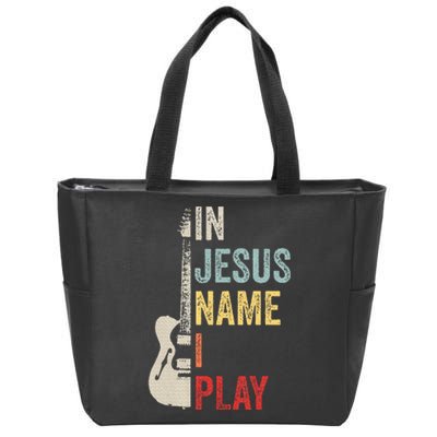 In Jesus Name I Play Guitar Christian Band Guitar Zip Tote Bag