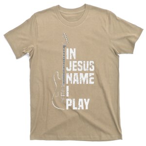 In Jesus Name I Play Guitar Christian Guitar Player T-Shirt