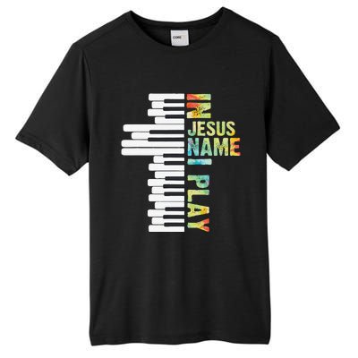 In Jesus Name I Play Piano Christian Music Vintage Gift Tall Fusion ChromaSoft Performance T-Shirt