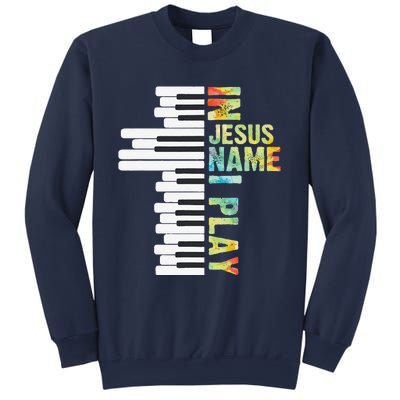 In Jesus Name I Play Piano Christian Music Vintage Gift Sweatshirt